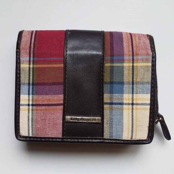 Plaid Leather Fabric Wallet - Picture 1 of 4